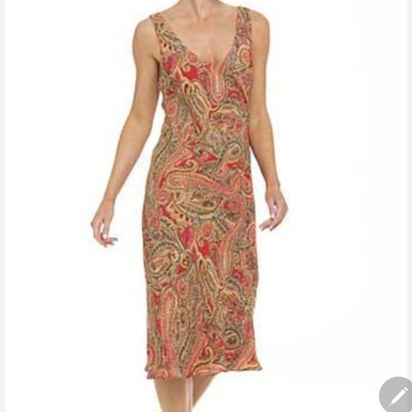 Jones New York Signature women midi dress Tan/ brown/red Size 18W - Picture 2 of 10